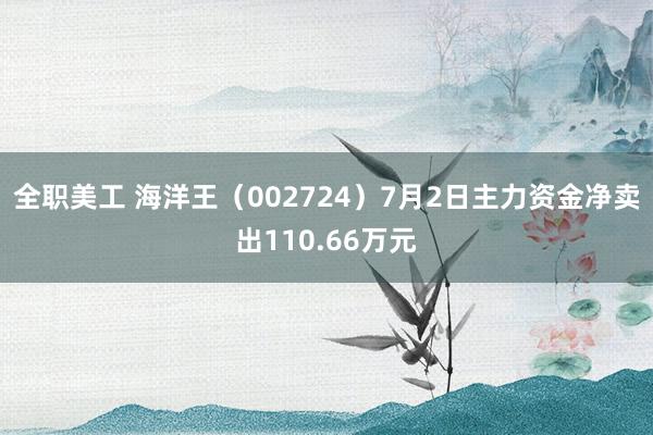 全职美工 海洋王（002724）7月2日主力资金净卖出110.66万元