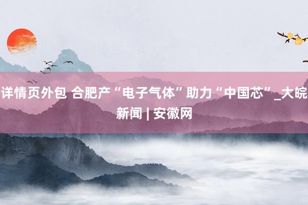 详情页外包 合肥产“电子气体”助力“中国芯”_大皖新闻 | 安徽网