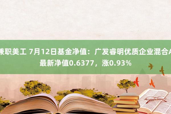 兼职美工 7月12日基金净值：广发睿明优质企业混合A最新净值0.6377，涨0.93%