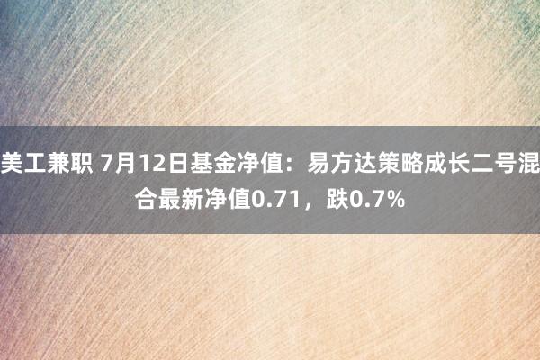 美工兼职 7月12日基金净值：易方达策略成长二号混合最新净值0.71，跌0.7%