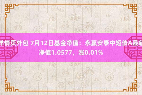 详情页外包 7月12日基金净值：永赢安泰中短债A最新净值1.0577，涨0.01%